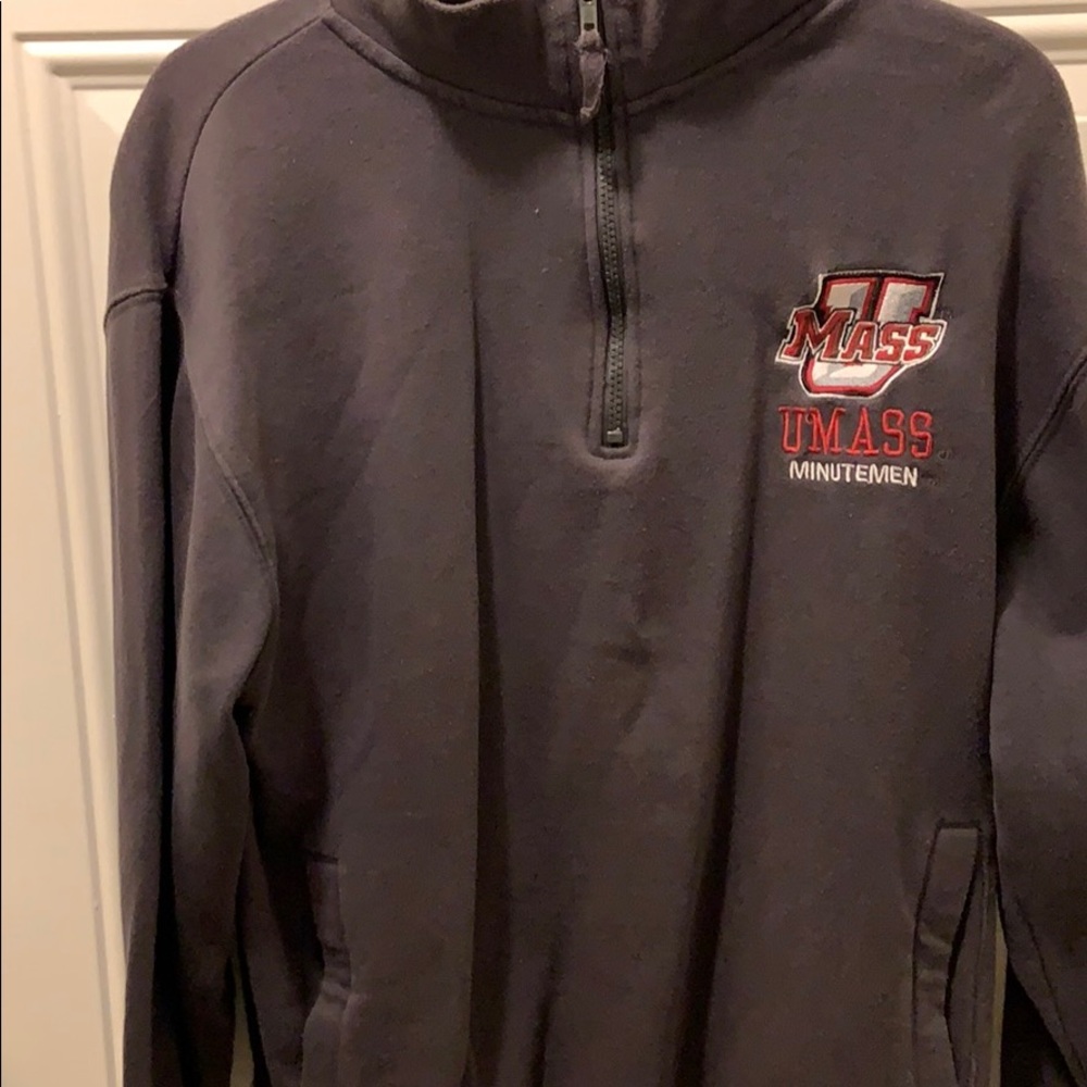 UMass quarter zip sweater